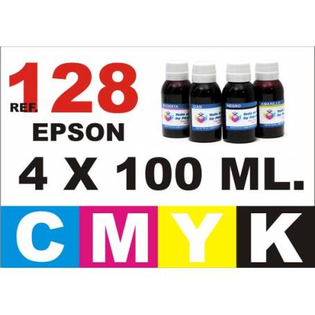 Epson 128, 129, 130 pack 4 botellas 100 ml. CMYK