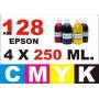 Epson 128, 129, 130 pack 4 botellas 250 ml. CMYK