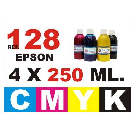 Epson 128, 129, 130 pack 4 botellas 250 ml. CMYK