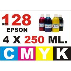 Epson 128, 129, 130 pack 4 botellas 250 ml. CMYK