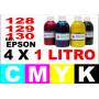 Epson 128, 129, 130 pack 4 botellas 1 L. CMYK