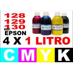 Para cartuchos Epson 128 129 130 pack 4 botellas 1 l. compatible cmyk