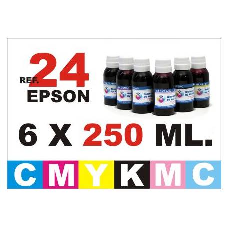 Epson 24 XL pack 6 botellas 250 ml. CMYKpCpM