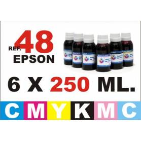 Epson 48 pack 6 botellas 250 ml. CMYKpCpM