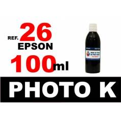 Para cartuchos Epson 26 xl botella 100 ml. tinta compatible negra photo