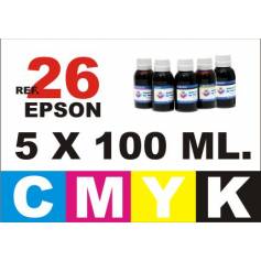 Epson 26 XL pack 5 botellas 100 ml. CMYK