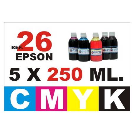 Epson 26 XL pack 5 botellas 250 ml. CMYK