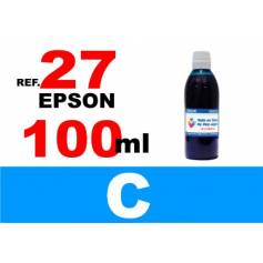 Para cartuchos Epson 27 botella 100 ml. tinta compatible cian 