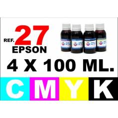 Para cartuchos Epson 27 pack 4 botellas 100 ml. compatible cmyk