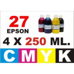 Para cartuchos Epson 27 pack 4 botellas 250 ml. compatible cmyk