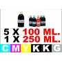 6 botellas de tinta Canon PG-525 CL-526 ( Bkpg 250 ml. BkGCMY 100 ml. )