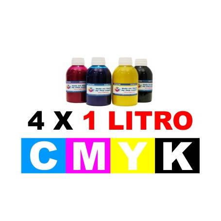 4 botellas de 1 L de tinta para Canon, ( Bkpg C M Y )
