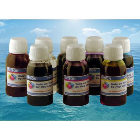 8 botellas de 100 ml. tinta colorante para Epson R800 R1800 cmyk R B G