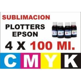 4 botellas 100 ml. de tinta de sublimacion para plotters 42 pulgadas