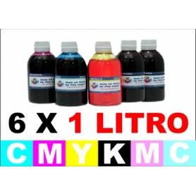 pack 6 botellas de 1 Litro tinta multiuso colorante para Epson cmykCcMc 