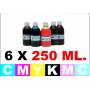 pack 6 botellas de 250 ml. tinta multiuso colorante para Epson cmykCcMc