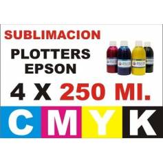 4 botellas 250 ml. de tinta de sublimación para plotters 42 pulgadas