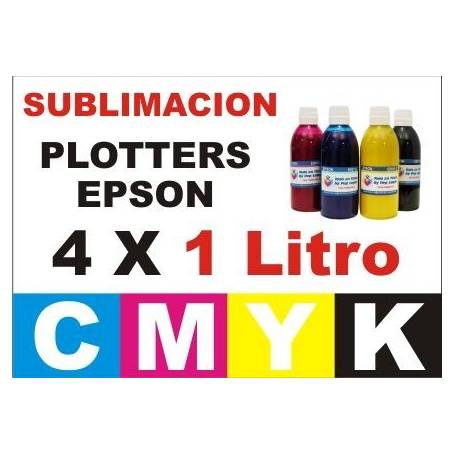 4 botellas 1 Litro de tinta de sublimacion para plotters 42 pulgadas