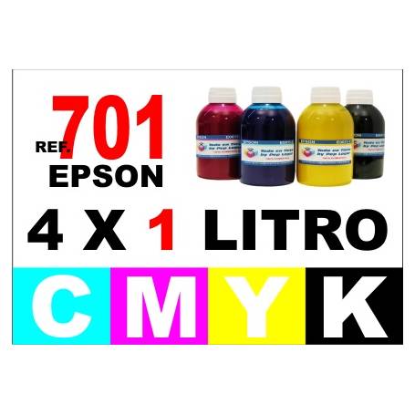 Epson 701, 701 XL pack 4 botellas 1 L. CMYK