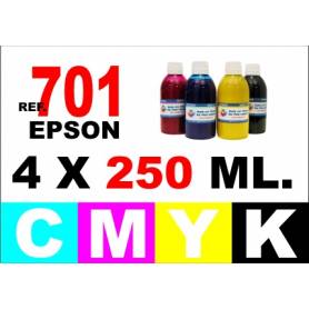 Epson 701, 701 XL pack 4 botellas 250 ml. CMYK