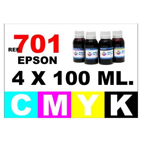 Epson 701, 701 XL pack 4 botellas 100 ml. CMYK