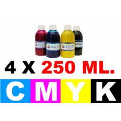 Para Hp tinta multiuso económica 4 botellas de 250 ml. cmyk