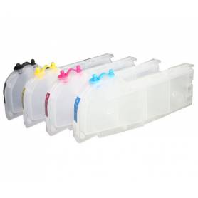 Brother LC-980, LC-985 LC-1100 4 cartuchos transparentes recargables gran capacidad