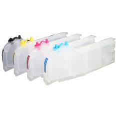 Brother LC-980, LC-985 LC-1100 4 cartuchos transparentes recargables gran capacidad