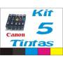 Maxi Kit Pro recarga cartuchos tinta Canon PGI-520 CLI-521, 5 tintas