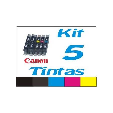 Maxi Kit Pro recarga cartuchos tinta Canon PGI-520 CLI-521, 5 tintas