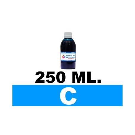 250 ml. tinta CIAN cartuchos Brother LC123 LC900 LC985 LC1000 LC1100 LC1240